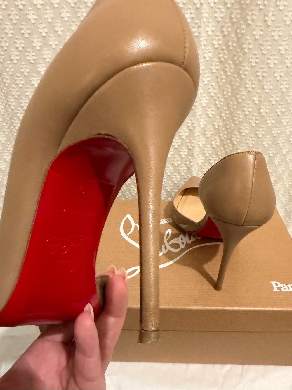 Christian Louboutin Nude d’Orsay Pointed-Toe Stiletto Pumps - Picture 9 of 15
